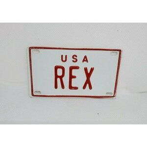 U.S.A Rex Personalized Mini License Plate – White & Red Collectible Bicycle